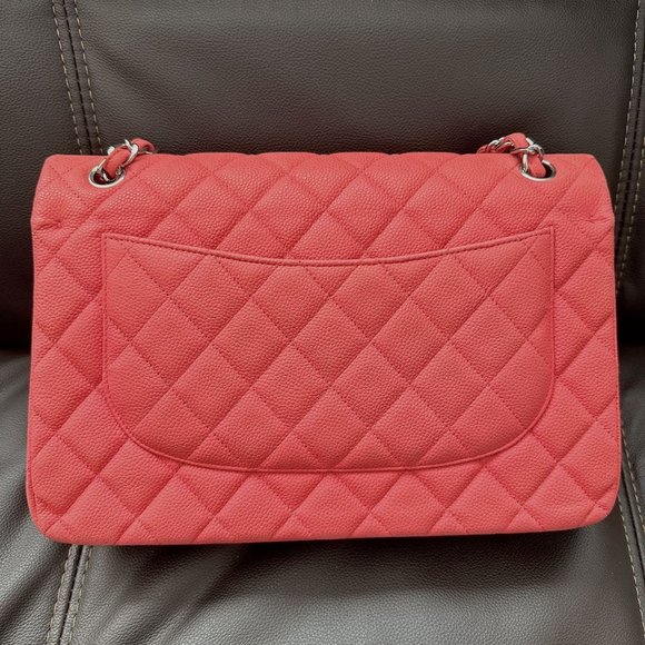 Chanel classic double flap jumbo watermelon pink caviar sliver hardware - Picture 2 of 10